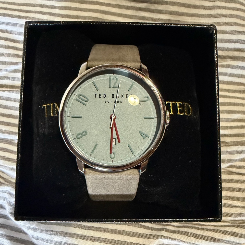 Ted Baker Silver Dial with Gray Strap Men's Watch